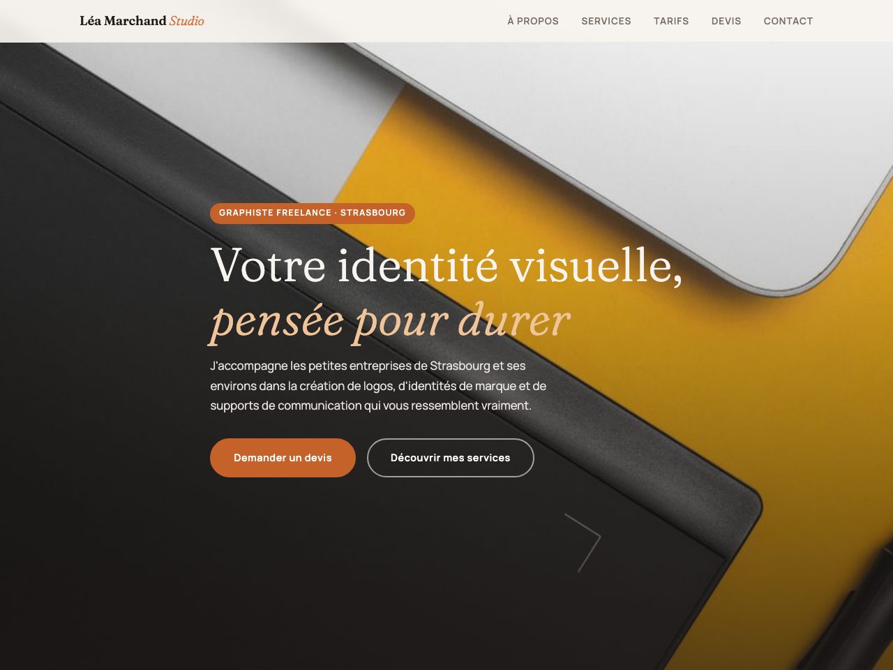 Site créé pour Léa Marchand Studio, Auto-entrepreneur à Strasbourg