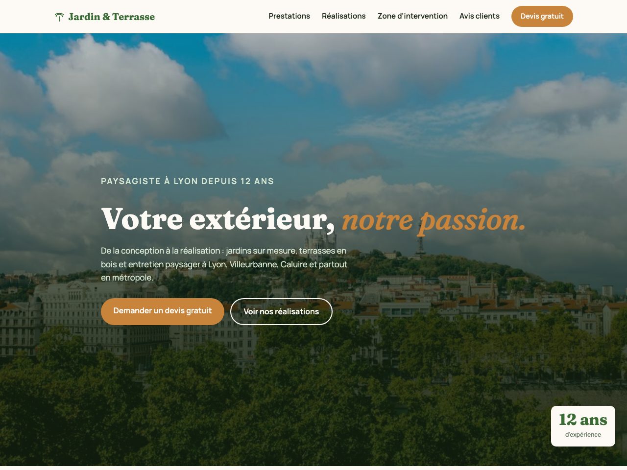 Site créé pour Jardin & Terrasse, Paysagiste à Lyon