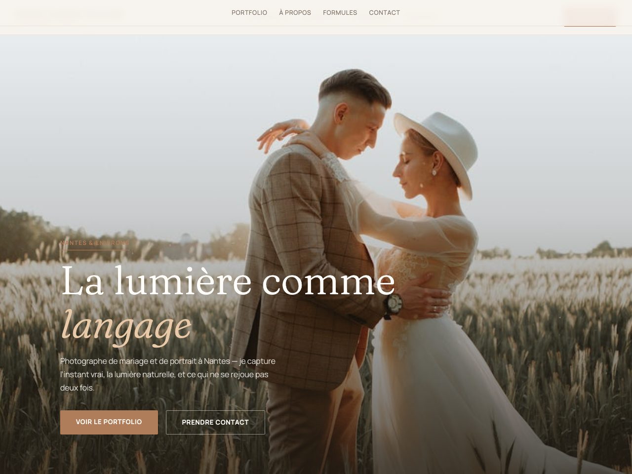 Site créé pour Studio Lumière Nomade, Photographe à Nantes