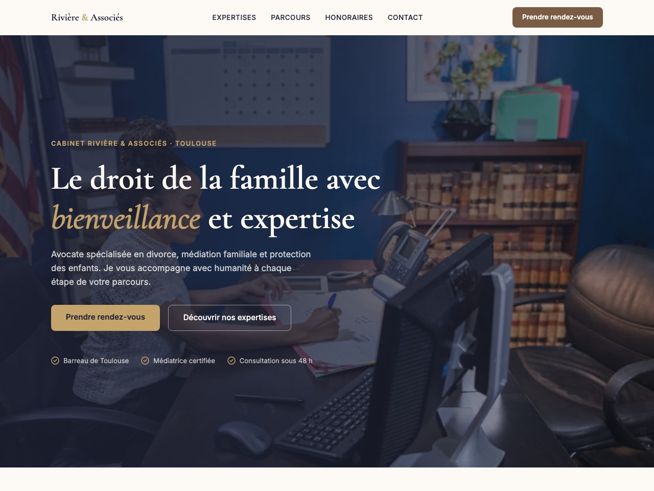 Site créé pour Cabinet Rivière & Associés, Profession libérale à Toulouse